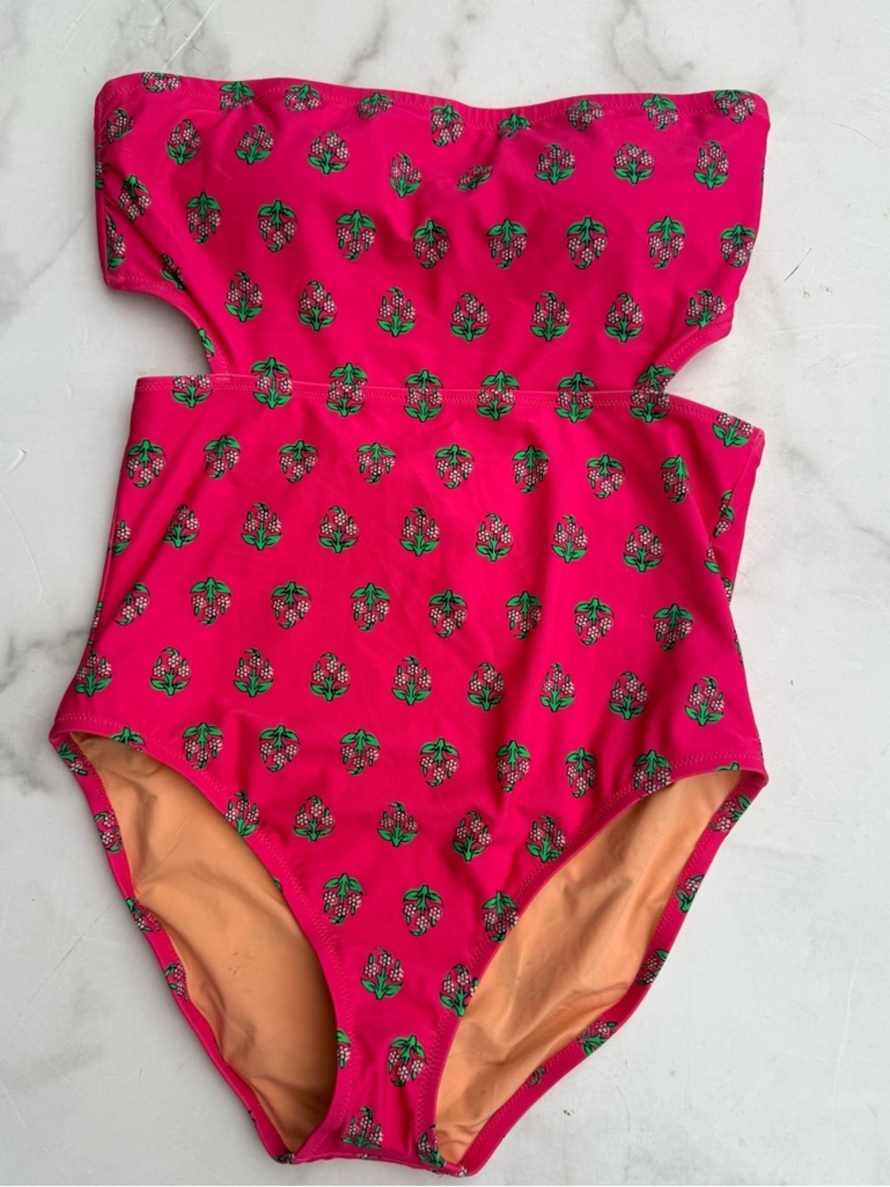 J. Crew Factory Size L Pink Floral Printed cutout one-piece swimsuit NEW!